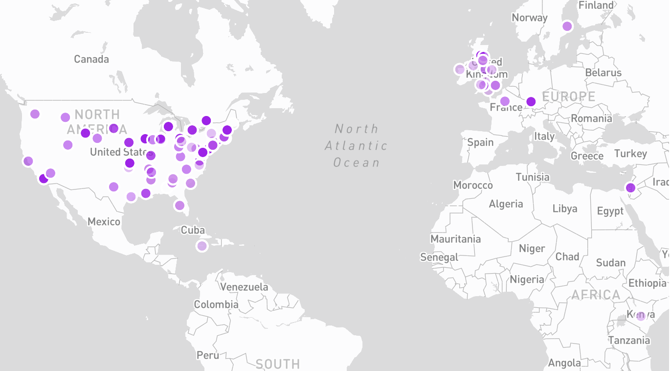 NYT Bestselling Authors Map